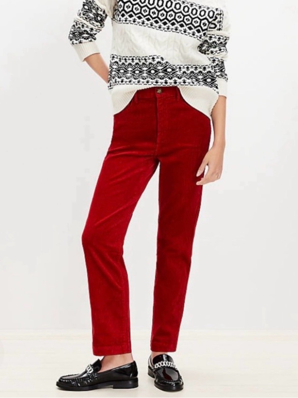 LOFT Red Corduroy Pants